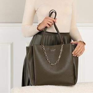 New Kate Spade Carlyle Large Leather tote w/gold chain detail-NWT